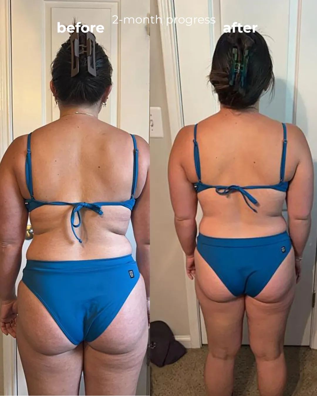 Body recomp transformation photo with side by side