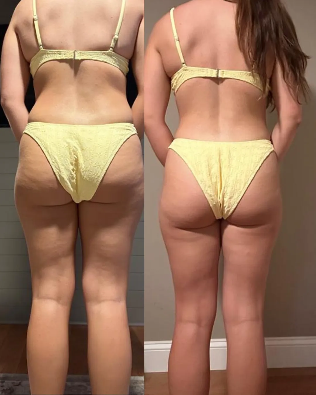 Body recomp transformation photo with side by side