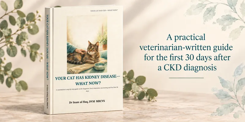 Approved cover artwork for Your Cat Has Kidney Disease—What Now? by Dr. Inam ul Haq, DVM MRCVS