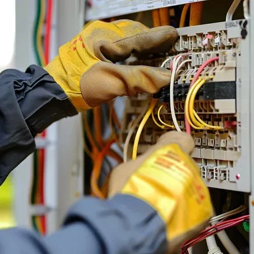 electrician working on an electric panel