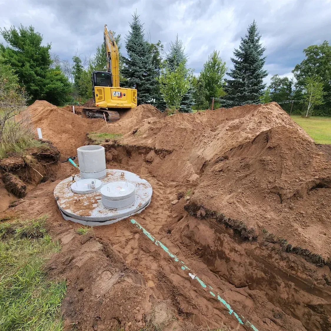 septic tank being installed