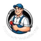 Plumbers Website Guy logo-plumber holding a spanner