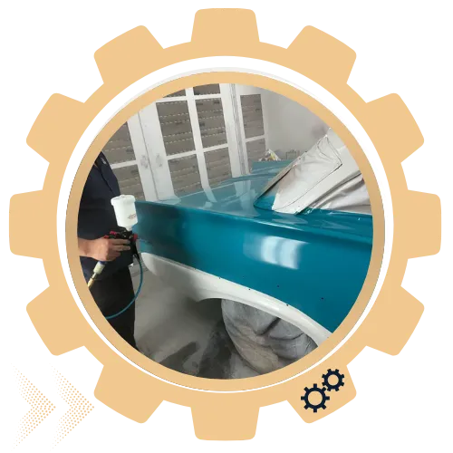 Auto paint shop in Englewood CO working on vehicle finish