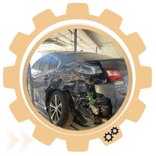 auto collision repair in Englewood team checking car accident damage