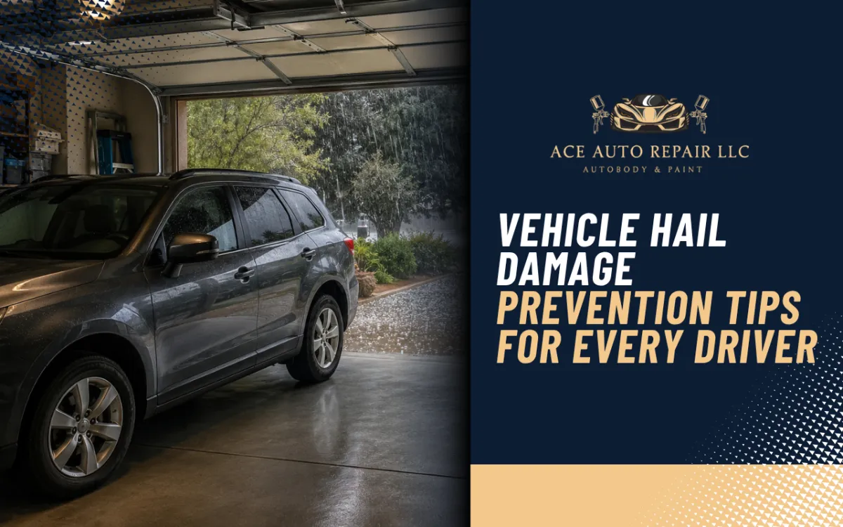 Vehicle hail damage prevention using safe covered parking