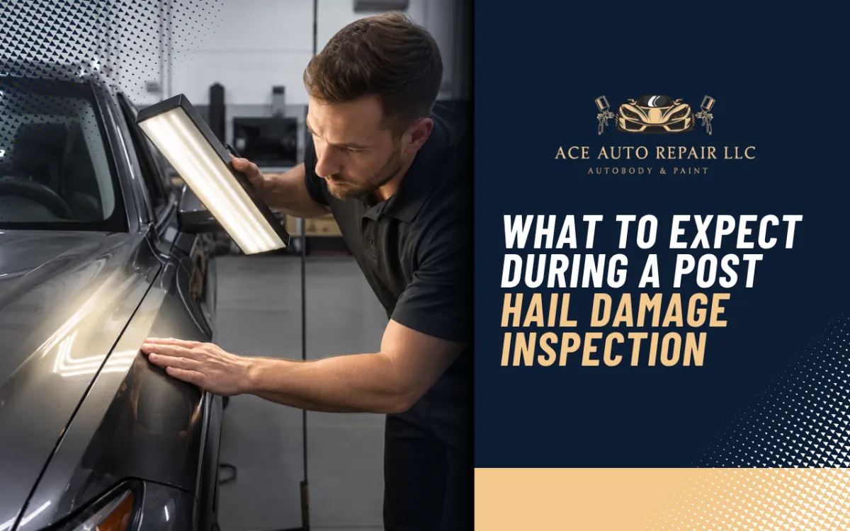Technician completing a post hail damage inspection on body panels