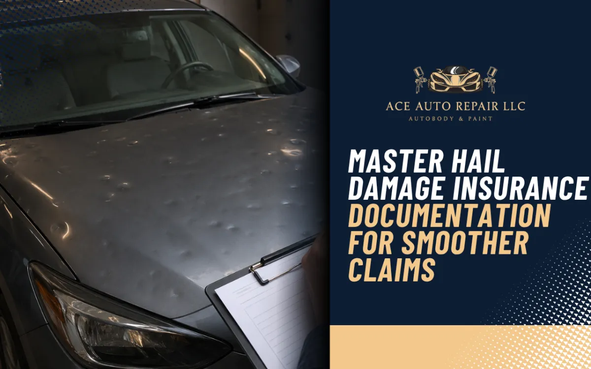 Hail damage insurance documentation with clear vehicle damage photos