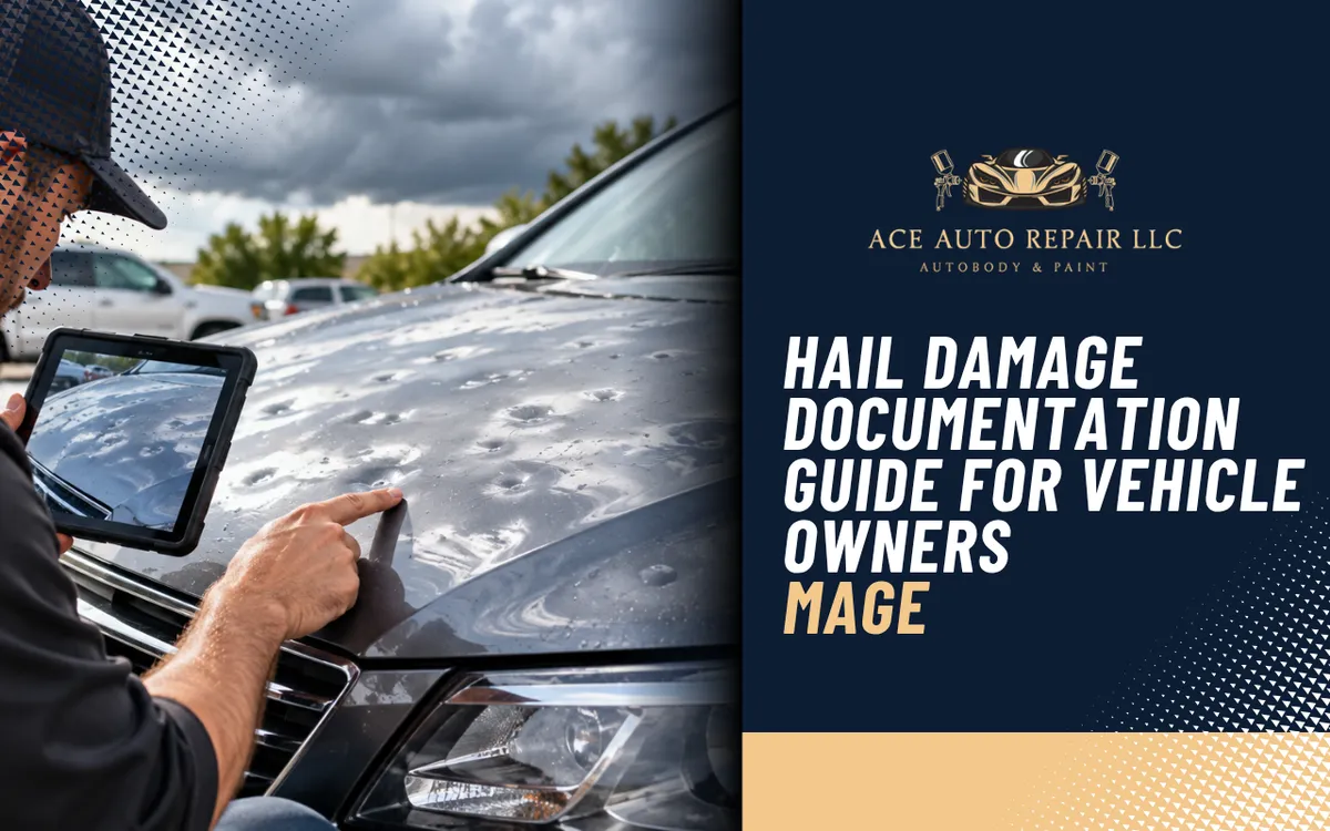  Hail damage documentation during a vehicle inspection after a storm