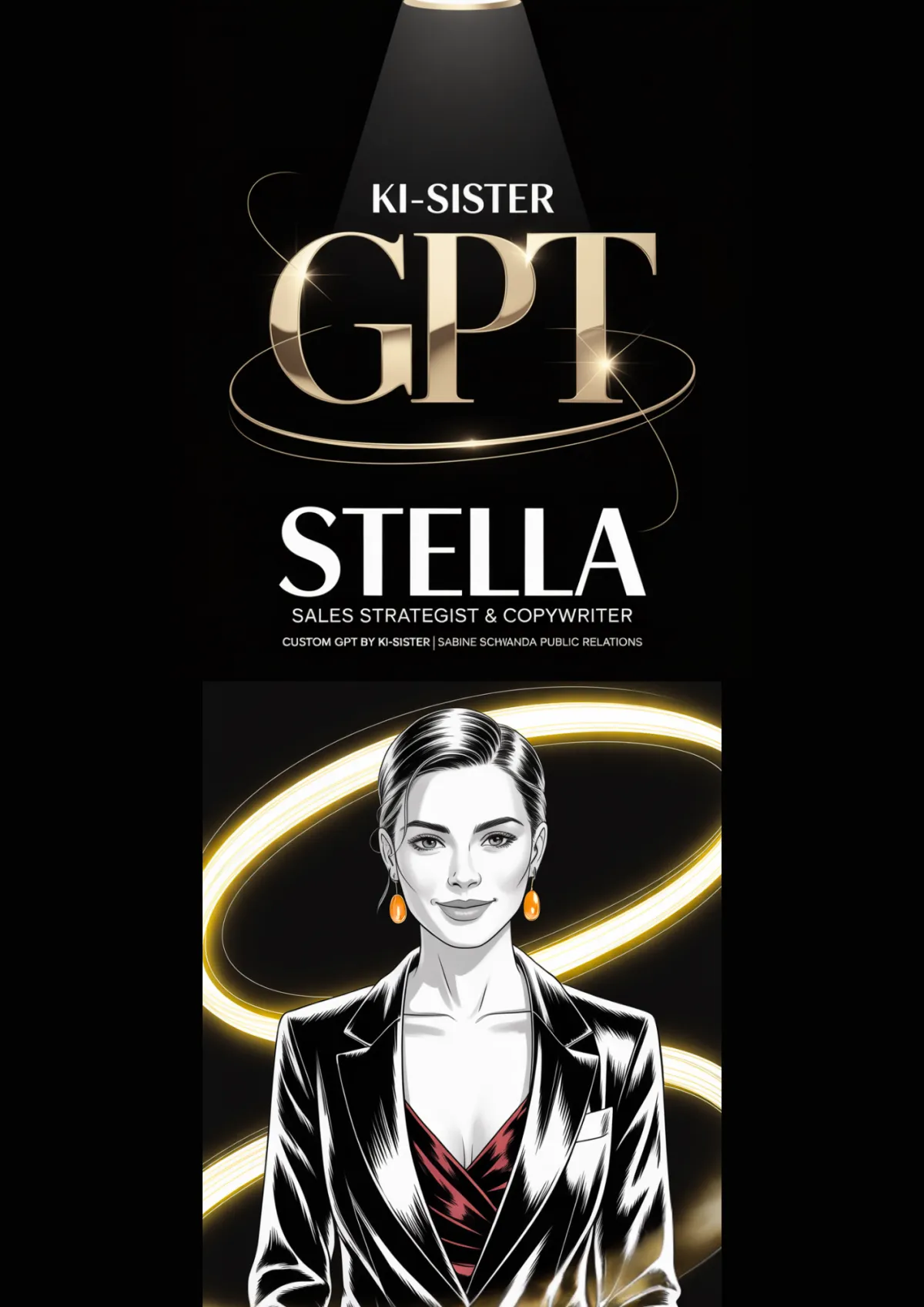 KI-Sister Stella-Logo und Stella-Porträt