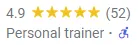 4.9 star google review rating for roscoe personal trainer