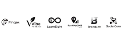 Logos of trusted client brands across healthcare, education, and digital commerce industries