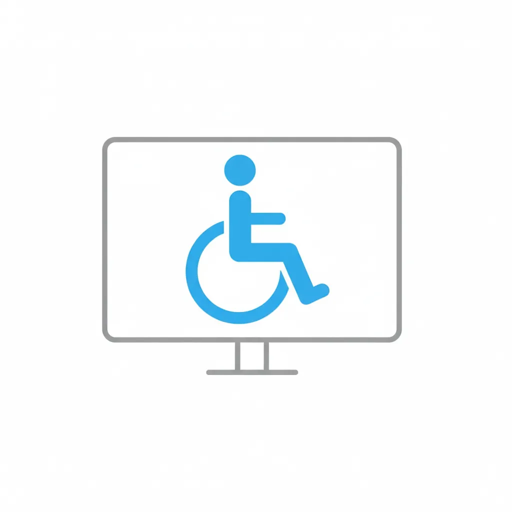 ADA accessibility compliance icon showing wheelchair symbol on computer screen representing 100% accessible transformation