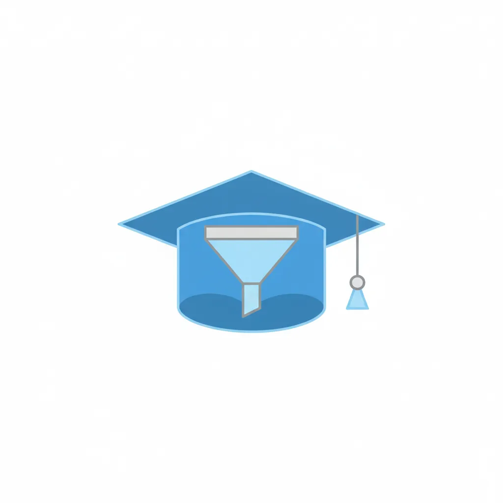 Conversion optimization icon showing graduation cap with funnel representing 68% higher conversions for coaching brand