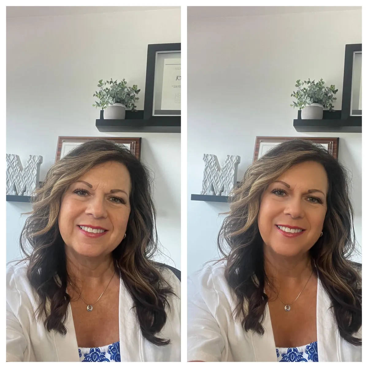 Woman's pictures side by side, filtered and unfiltered - reflecting on faith and self-worth