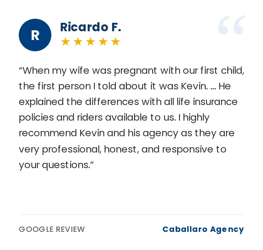 Google review from David for Caballaro Agency, Houston insurance agency