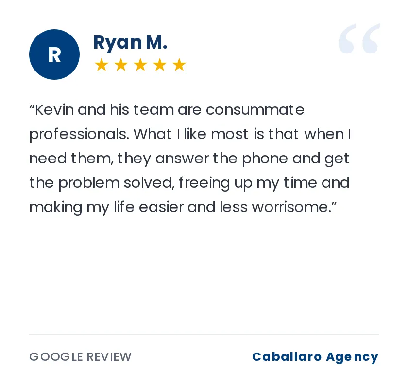 Google review from Ryan for Caballaro Agency, Houston insurance agency