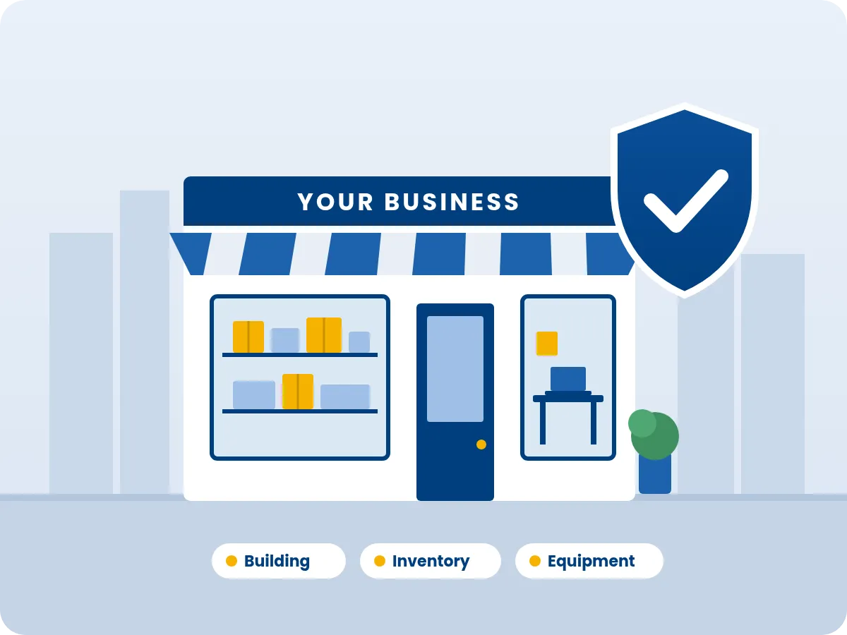 Commercial property insurance in Houston covering a business building, inventory and equipment