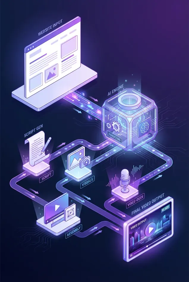 AI-generated video production pipeline illustration
