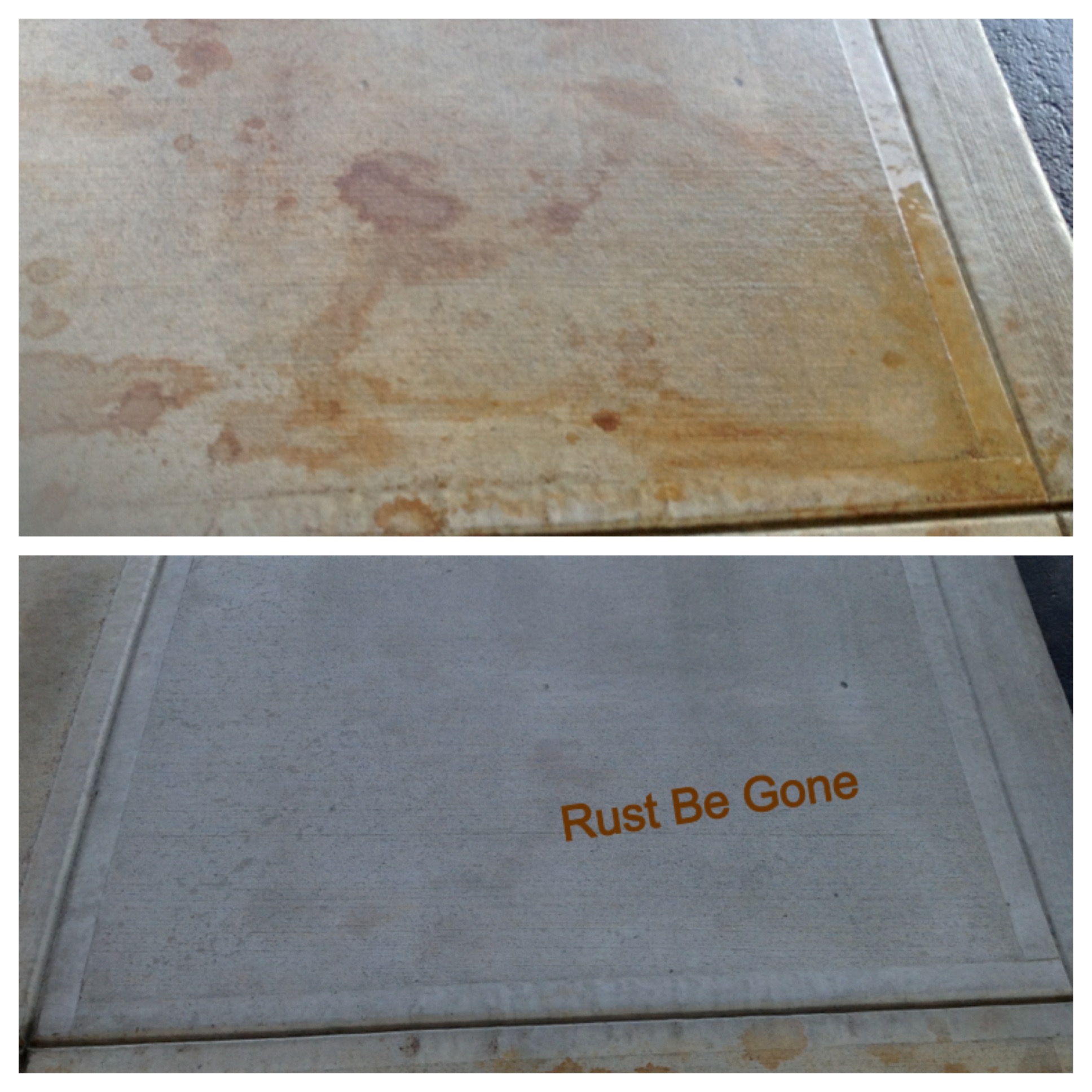 Commercial sidewalk rust stain removal – Missions Pressure Washing service example