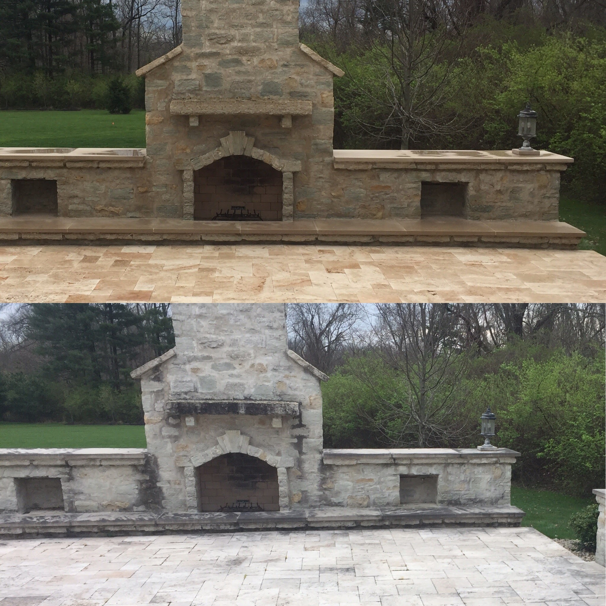 Before and after commercial outdoor masonry BBQ and grill cleaning – service example 1
