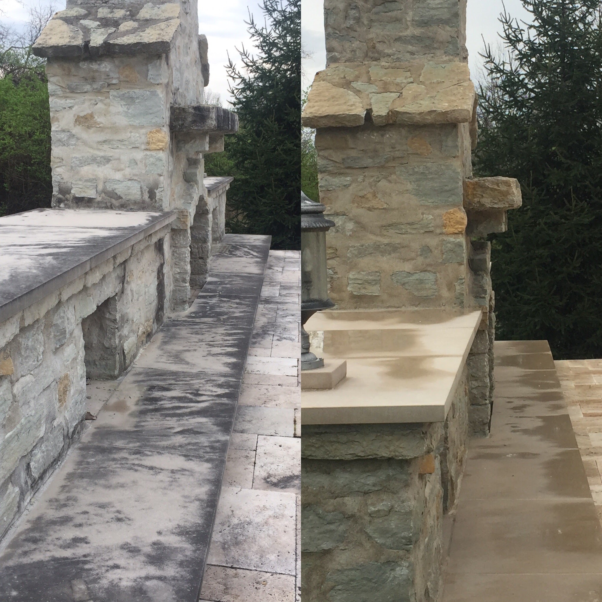 Before and after commercial outdoor masonry BBQ and grill cleaning – service example 2