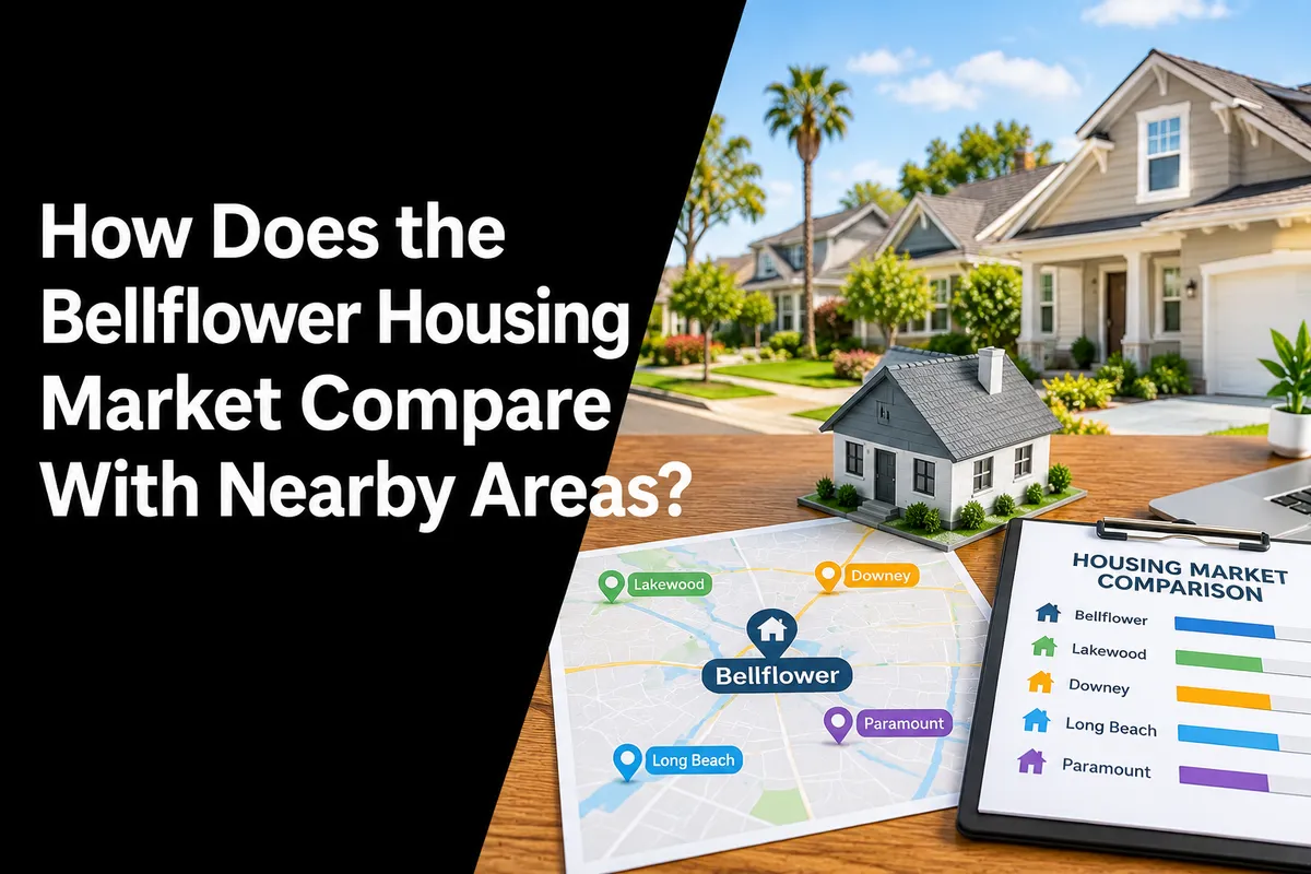 Bellflower California homes and residential neighborhoods compared with nearby Southern California communities