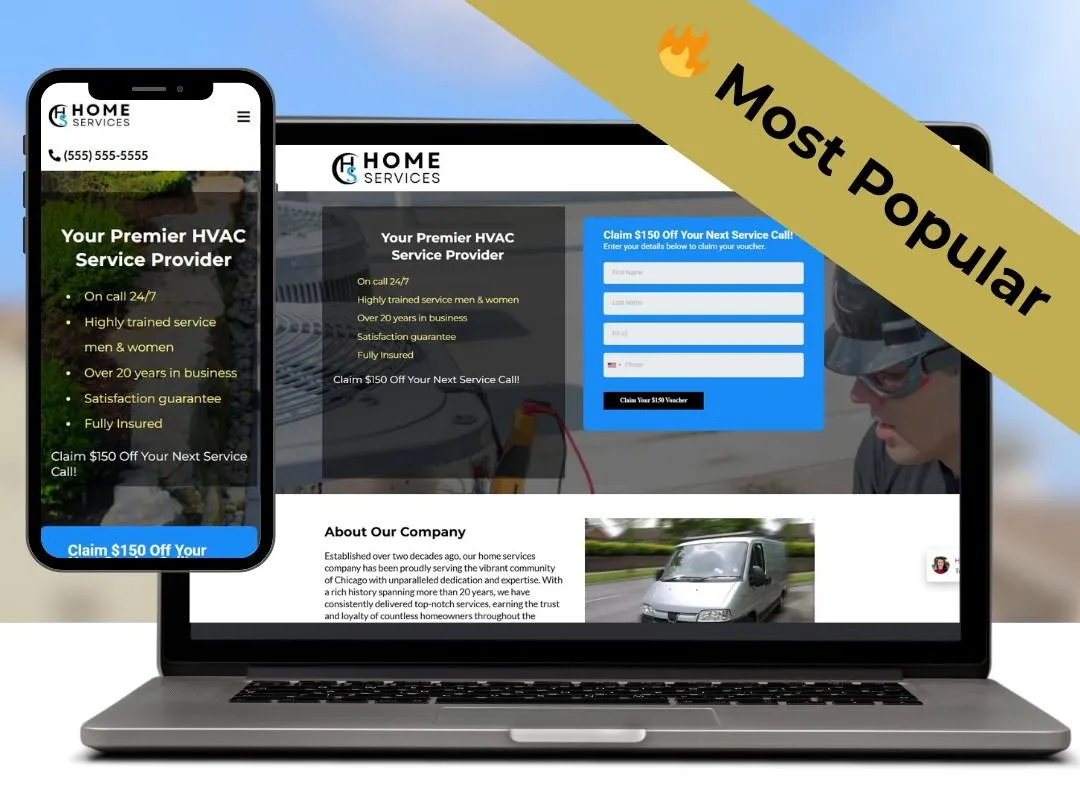 BlueTrust Pro 1-page Lead-Ready Site for plumbers with live chat and phone, built in 7 days.