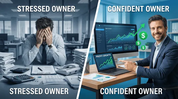 Small business owner maximizing profit with outsourced bookkeeping services showing financial growth and efficiency gains