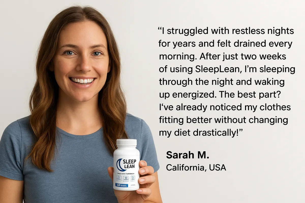 “Happy customer sharing Sleep Lean weight loss results”
