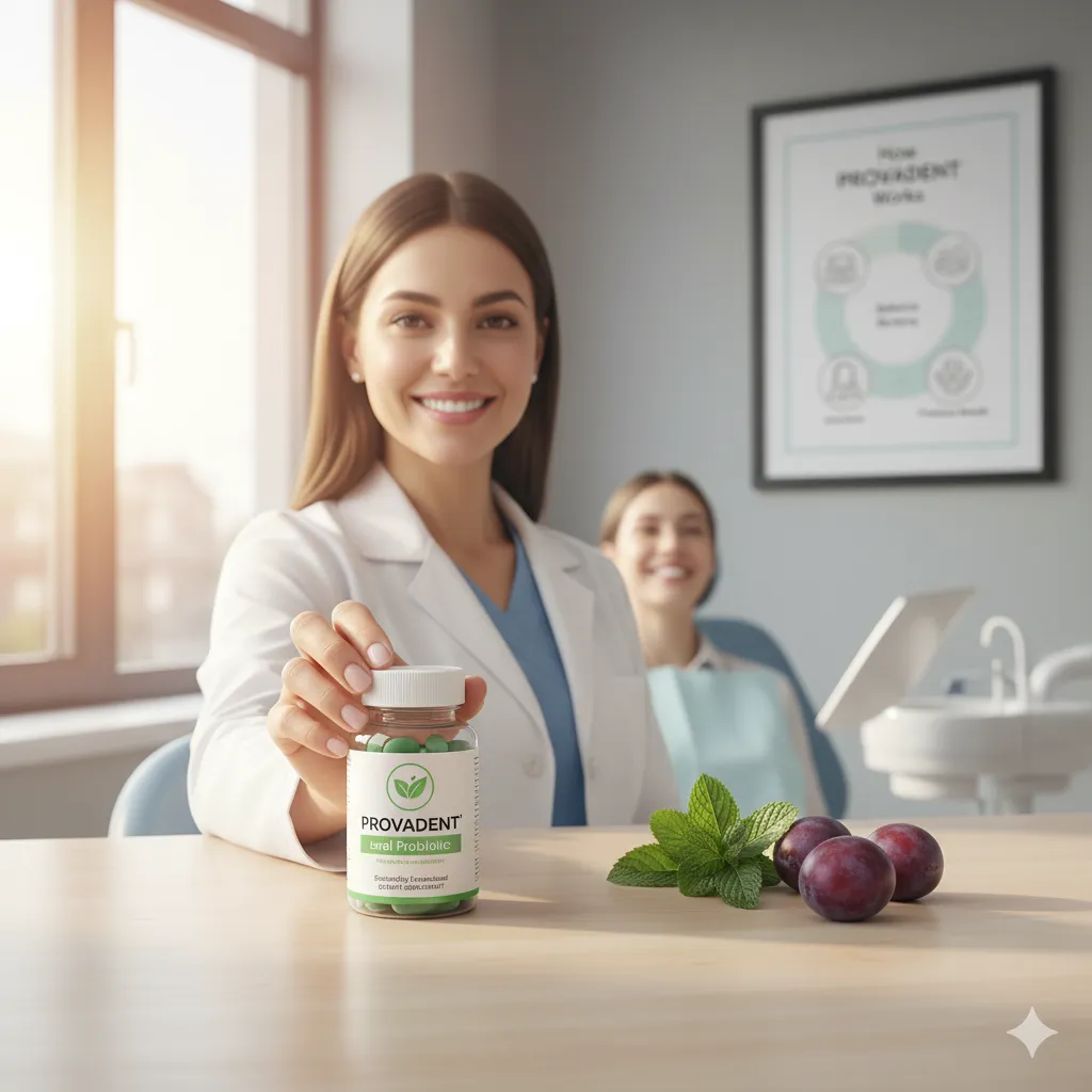 Provadent bottle held by a customer.