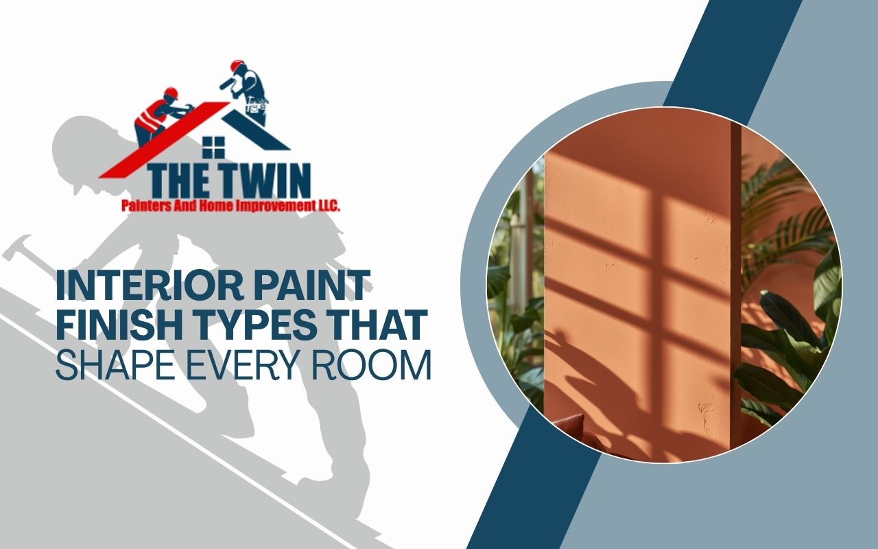 Interior paint finish types shown on a warm wall