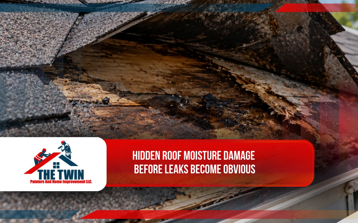 Hidden roof moisture damage beneath roofing materials