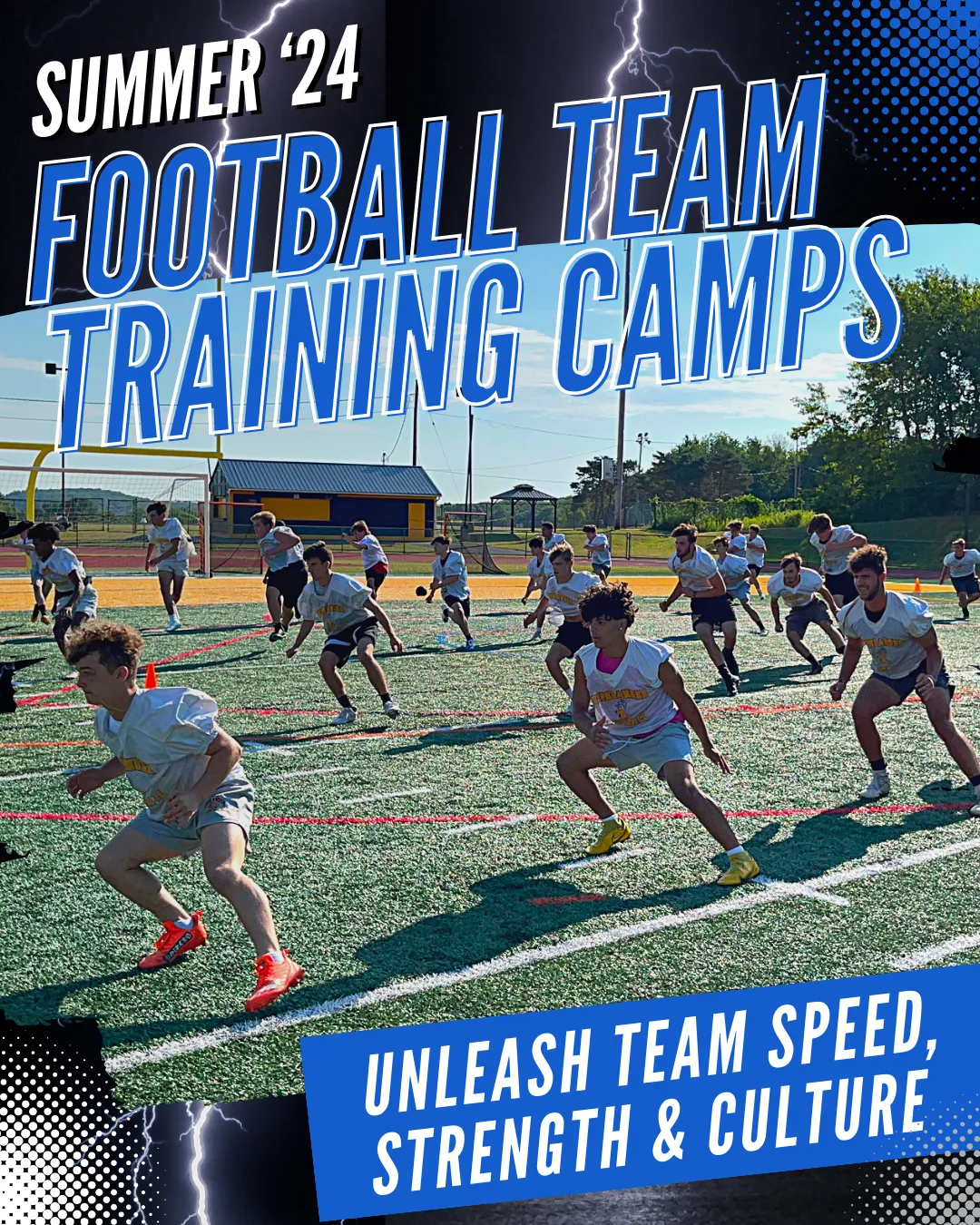 NJ High school football players during summer team training.