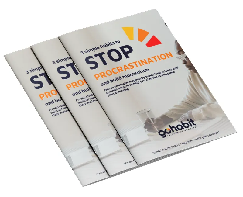 Mockup image of the freebie - 3 Simple Habits to Stop Procrastination and Build Momentum