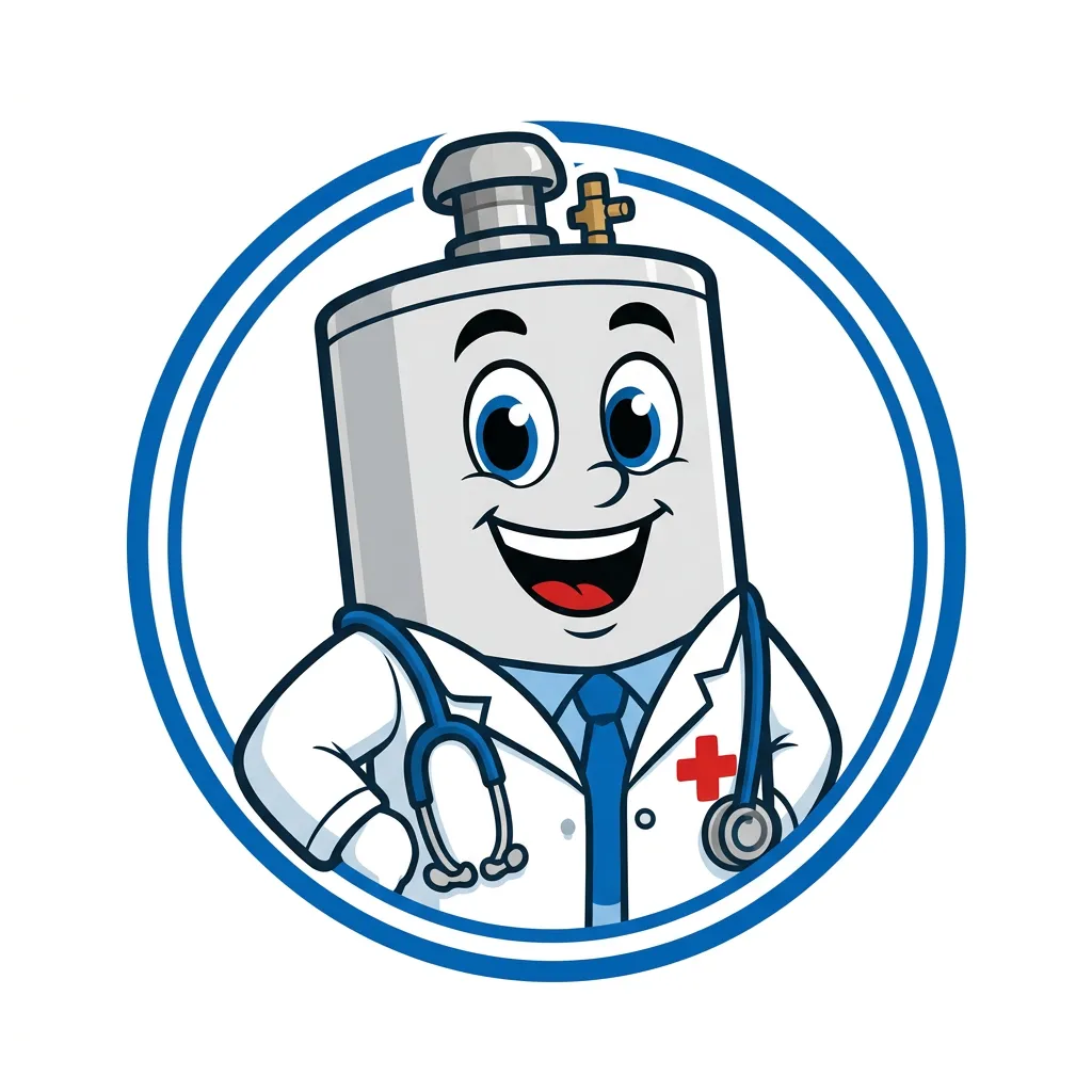The Water Heater Doctor Mascot with stethoscope and friendly smile
