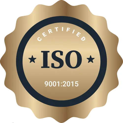 ISO 9001:2015 certified badge, representing High Tech Elastomers' commitment to world-class quality control and international standards