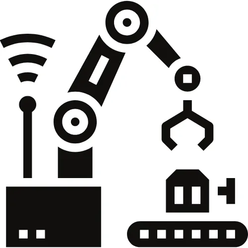 Industry icons representing telecommunications, electronics, automotive, and industrial sectors, symbolizing HTEI's diverse elastomer solutions