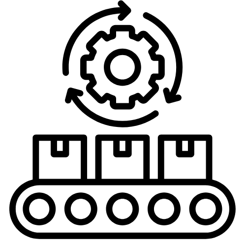 Icon representing prototype and small-batch production for precision-engineered testing and validation of bonding performance and material compatibility.