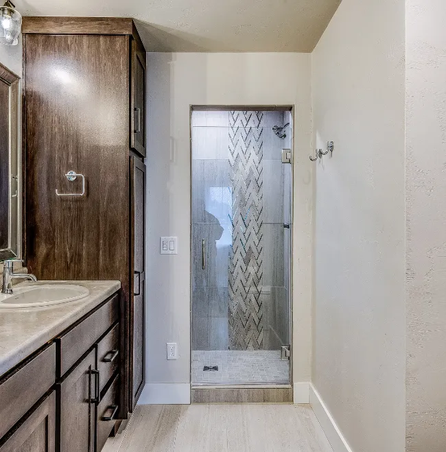 Modern Utah bathroom renovation featuring walk-in shower and high-end fixtures