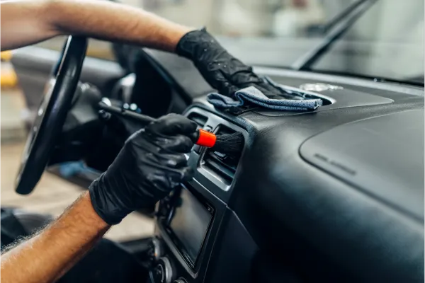 Interior of a car getting cleaned