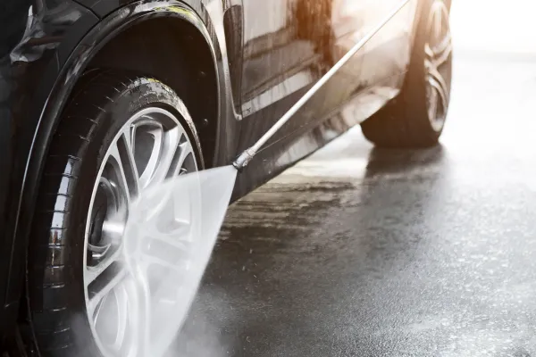 Exterior of car getting detailed 