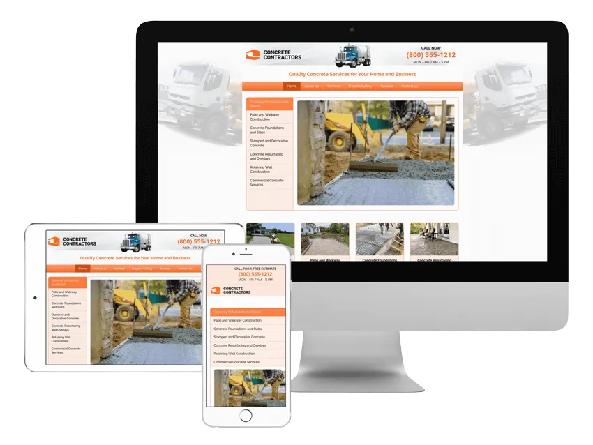 Concrete Contractor Website Template Preview