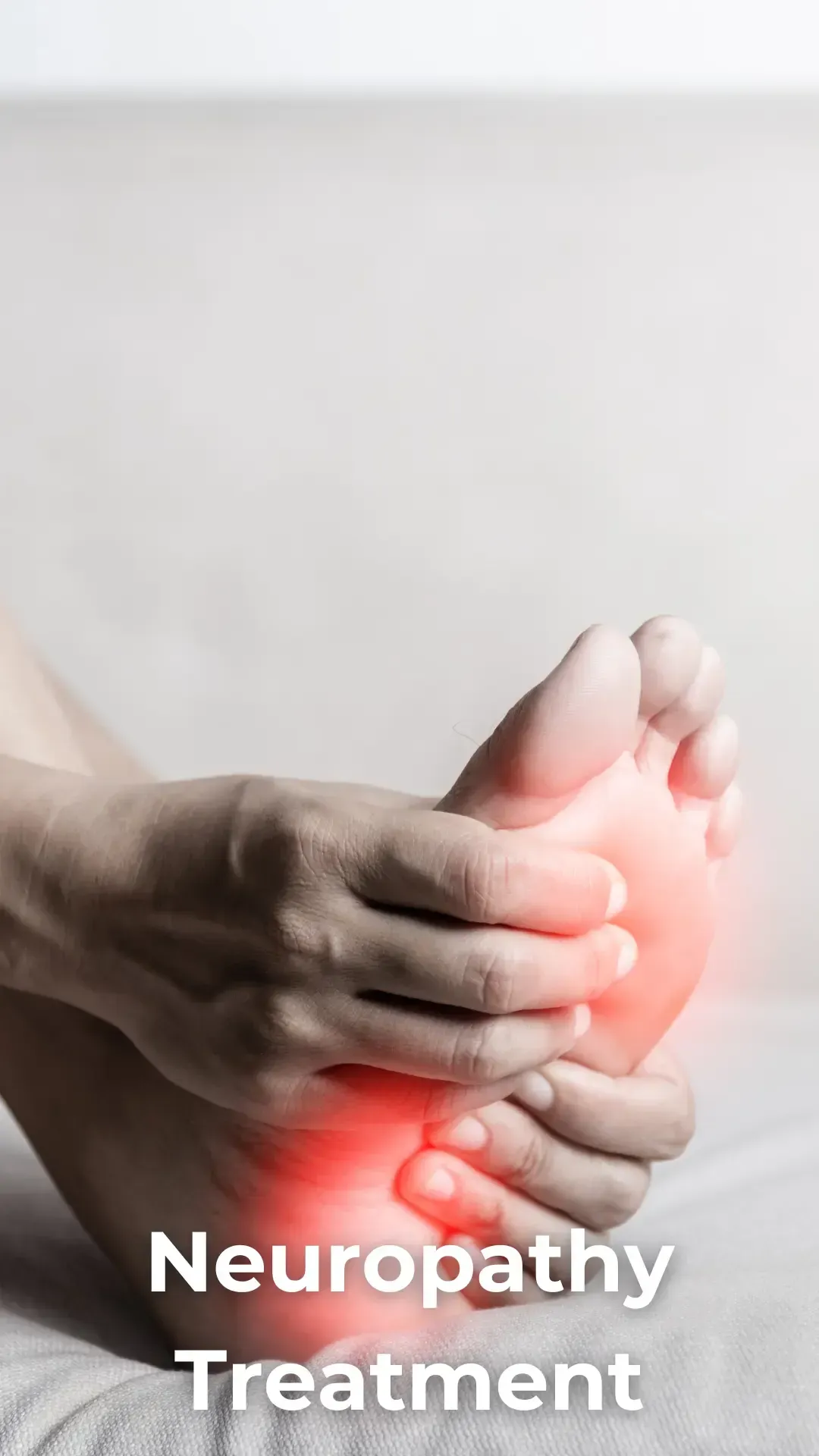 Person holding their foot in pain, with a red glow indicating discomfort. Neuropathy treatment provided by a chiropractor in Amarillo, TX