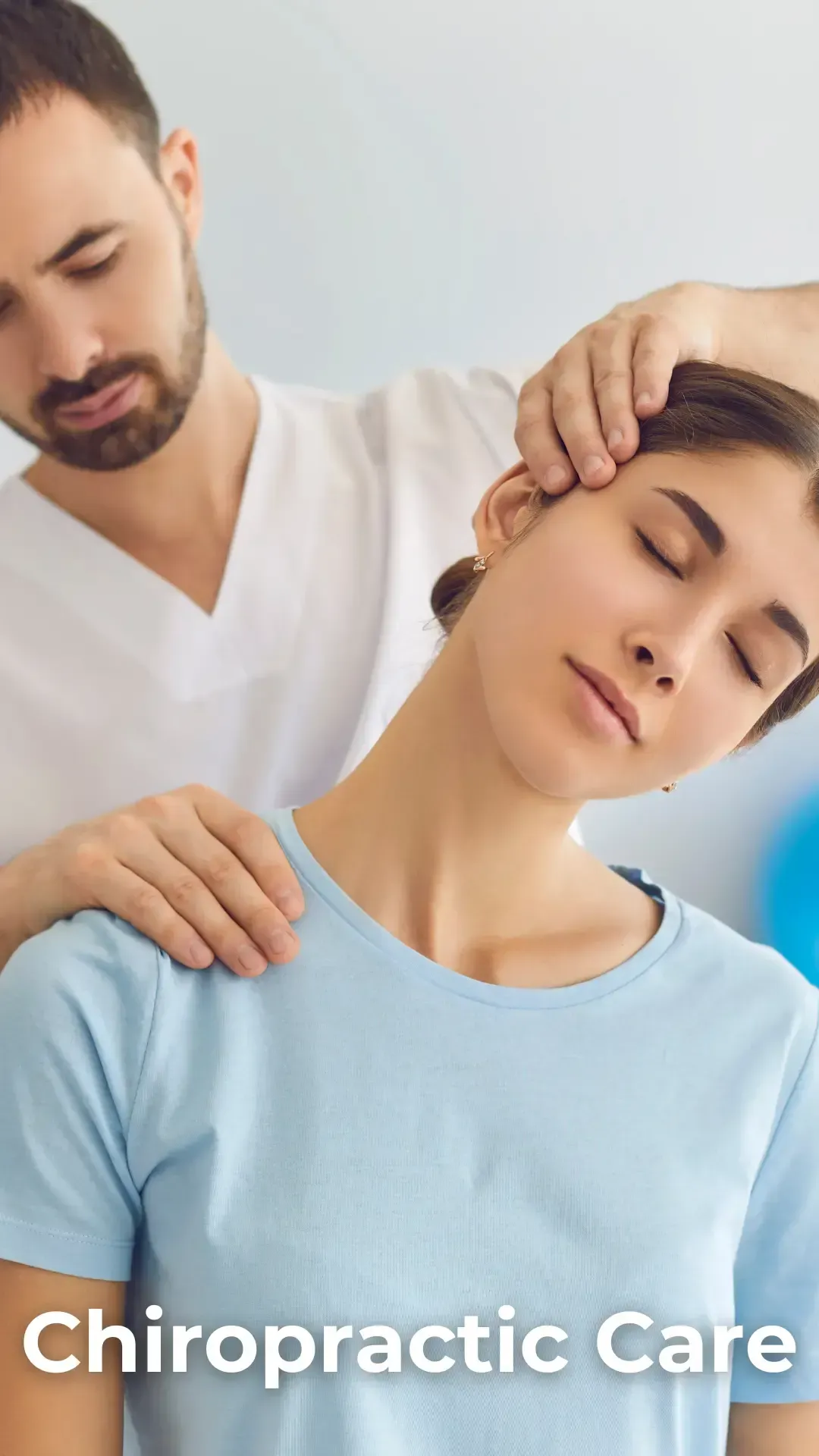 Chiropractor performing neck adjustment on a female patient at One Light Medical in Amarillo, TX, providing chiropractic care for pain relief and improved mobility