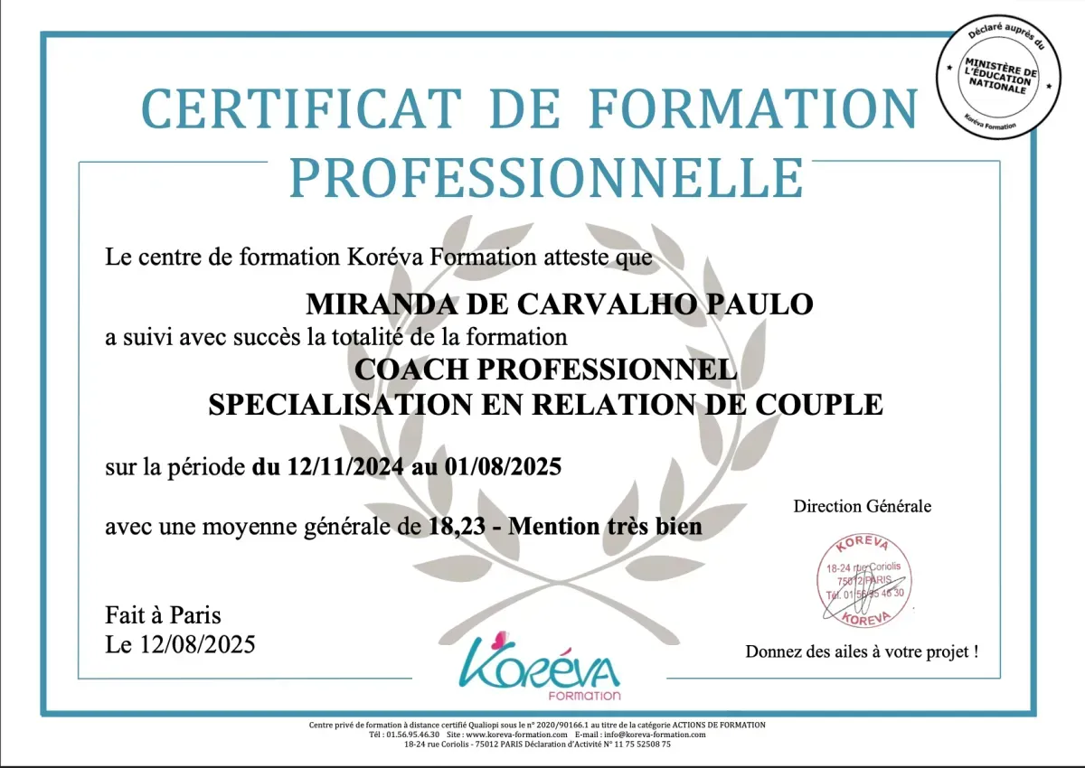 ertificat de Coach Spécialisé en Relation de Couple