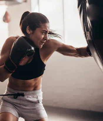 Boxing gym exterior with large windows and modern design