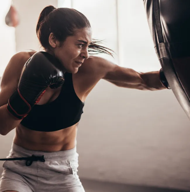 Boxing gym exterior with large windows and modern design