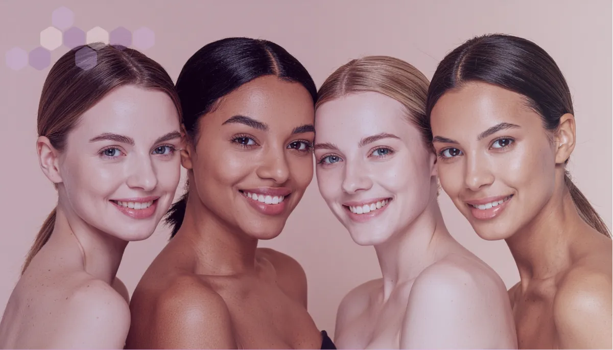 Close up of radiant, smooth skin texture after one session of Tetra PRO CoolPeel laser resurfacing.