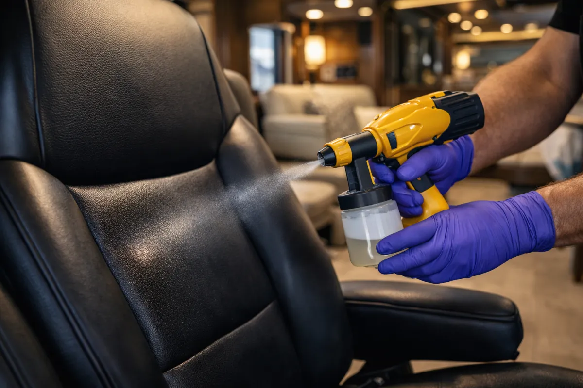 RV supreme interior detail Las Vegas — full shampoo leather conditioning