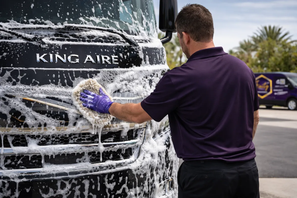 RV exterior foam hand wash Las Vegas — Finity High End Detailing